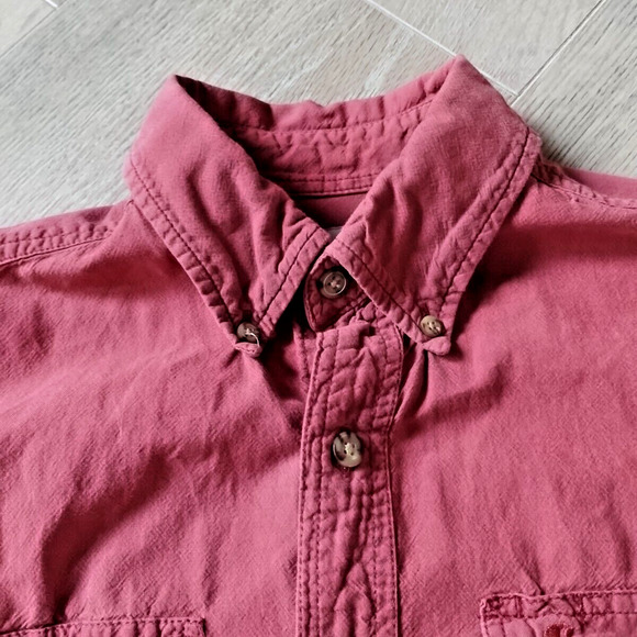 Carhartt Button Down Shirt Mens M Red Short Sleeve Workwear Cotton 2 Pockets - Picture 2 of 9